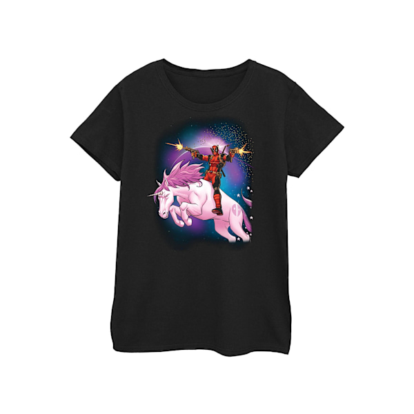 Marvel Dam/Kvinnor Deadpool Space Unicorn Bomull T-shirt M Svart Black M