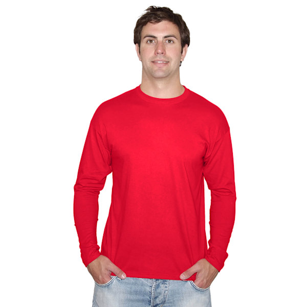 Fruit of the Loom Mens Iconic 150 Classic långärmad T-shirt Red L