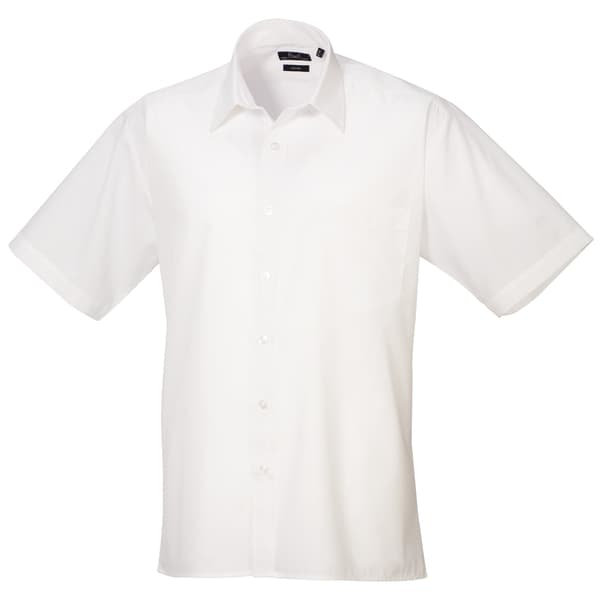 Premier Mens Short Sleeve Formal Poplin Plain Work Shirt 20 Whi White 20