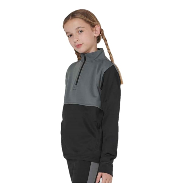 Finden & Hales Barn/Barn Quarter Zip Fleece Tröja 9-10 År Black/Gunmetal Grey 9-10 Years