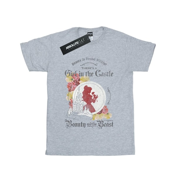 Disney Girls Beauty And The Beast Girl in The Castle Bomull T-S Sports Grey 5-6 Years