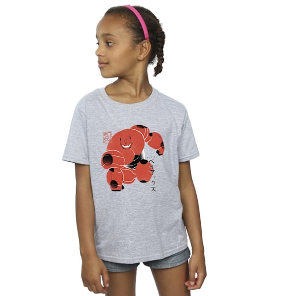 Disney Girls Big Hero 6 Baymax Suite Pose Bomull T-shirt 12-13 Sports Grey 12-13 Years