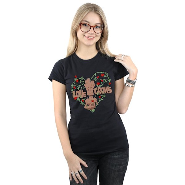 Marvel Dam/Kvinnor Groot Love Grows Bomull T-shirt S Svart Black S