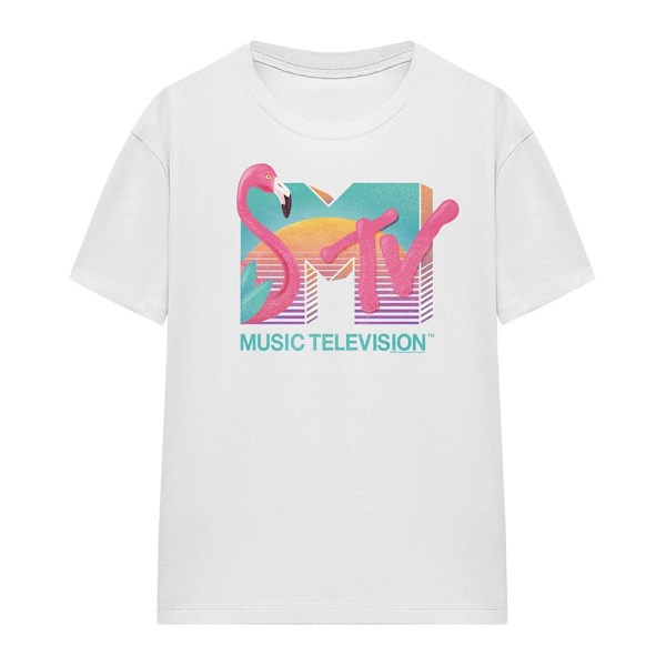 MTV Unisex Vuxen Flamingo Logotyp T-Shirt L Vit White L