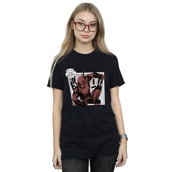 Marvel Dam/Dam Deadpool Breaktime Tacos Bomull Boyfriend Black S