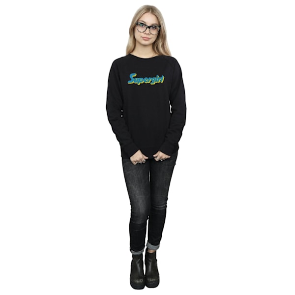 DC Comics Dam/Kvinnor Supergirl Crackle Logo Sweatshirt S Bla Black S