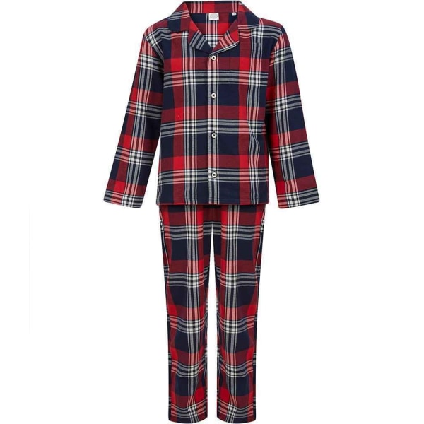 SF Minni Barn/Barn Tartan Long Pyjamas Set 5-6 år Röd/Na Red/Navy 5-6 Years