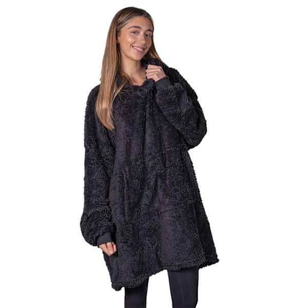 Ribbon Unisex Vuxen Teddy Fleece Oversized Hoodie One Size Svart Black One Size