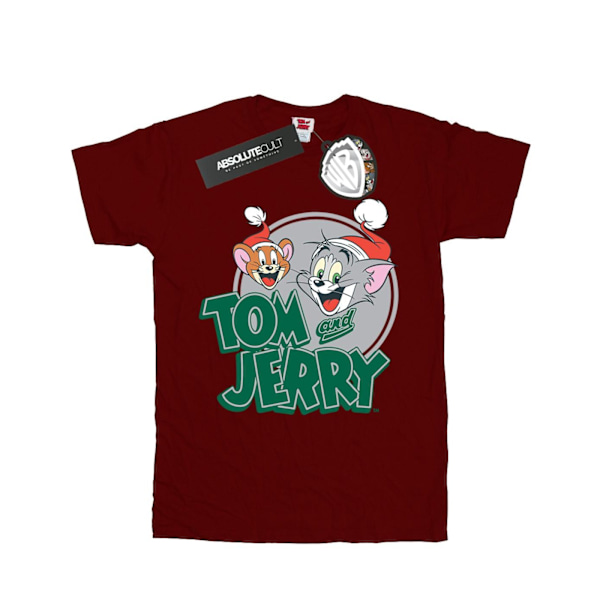 Tom And Jerry Girls Julhälsningar Bomull T-shirt 9-11 År Burgundy 9-11 Years