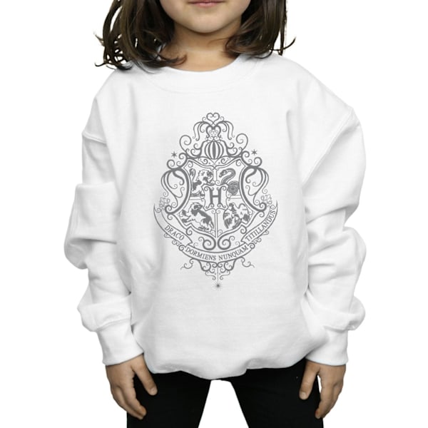 Harry Potter Tjejer Hogwarts Draco Dormiens Crest Sweatshirt 9-1 White 9-11 Years