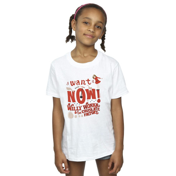 Willy Wonka Girls Verruca Salt I Want It Now Bomull T-shirt 12- White 12-13 Years