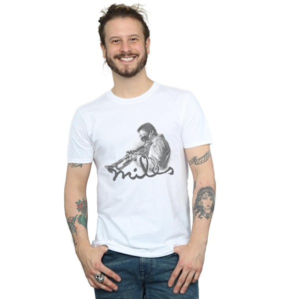 Miles Davis Herr Profil Skiss T-shirt S Vit White S