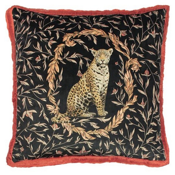 Paoletti Kitraya Leopard Kuddeöverdrag En Storlek Paprika Röd/Svart Paprika Red/Black One Size