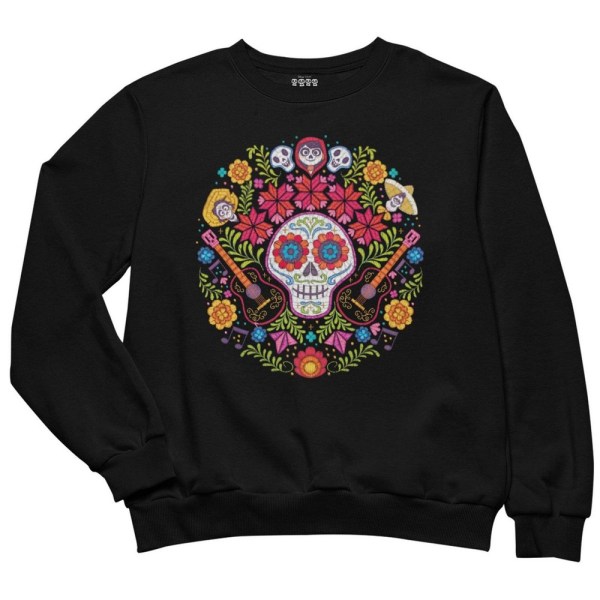 Coco Womens / Ladies Day Of The Dead Boyfriend Sweatshirt XXL Blac Black XXL