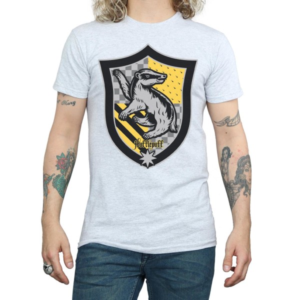 Harry Potter Herr Hufflepuff Crest Flat T-Shirt S Sports Grey Sports Grey S