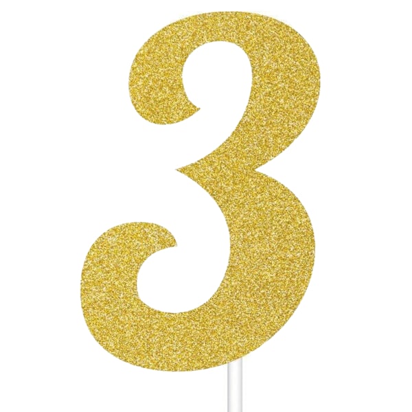 Creative Converting Glitter 3 Cake Topper En Storlek Guld Gold One Size