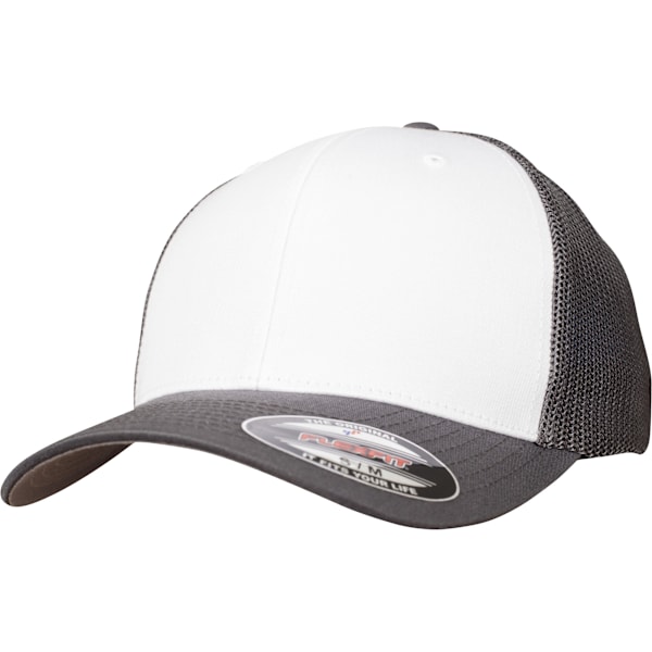 Flexfit by Yupoong Vuxen Unisex Färgad Front Mesh Trucker Ca Dark Grey/White L/XL