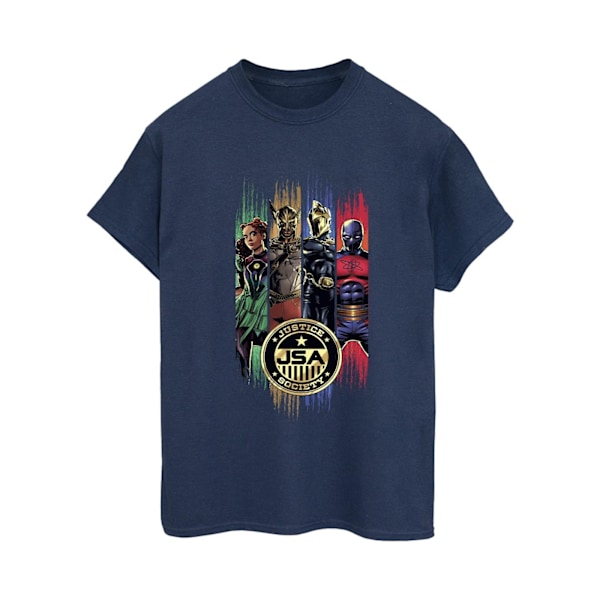 DC Comics Dam/Kvinnor Black Adam JSA Guld Badge Bomull Boyfriend T-Shirt Navy Blue L