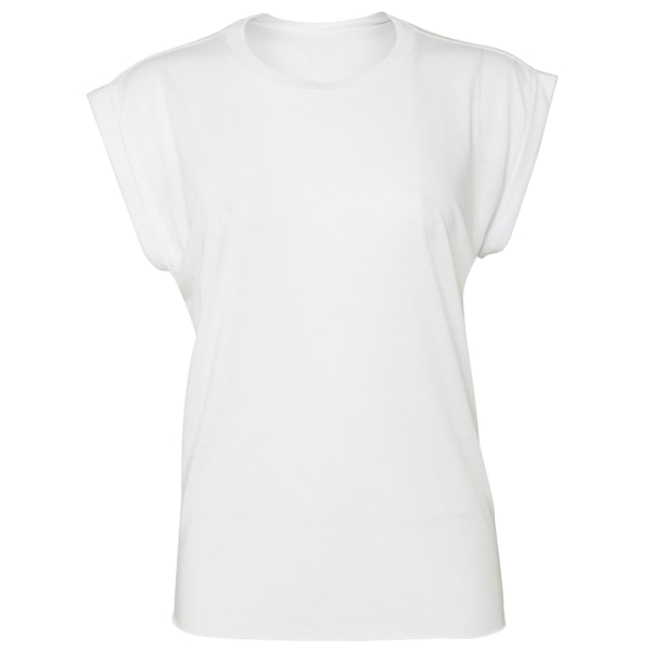 Bella + Canvas Dam/Dam Flowy Rolled Cuff Muscle T-shirt L White L