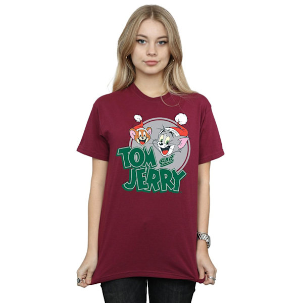 Tom And Jerry Dam/Damer Julhälsningar Bomull Pojkvän Burgundy M