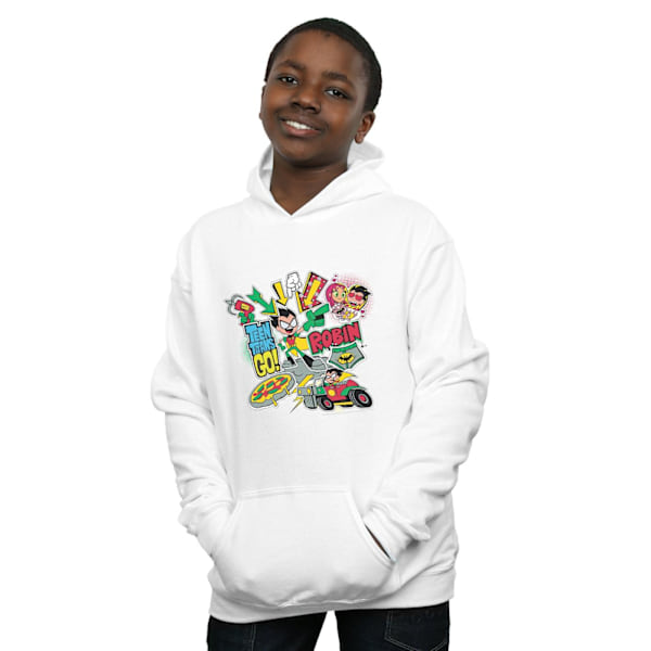 DC Comics Boys Teen Titans Go Robin Montage Hoodie 7-8 år Vit White 7-8 Years