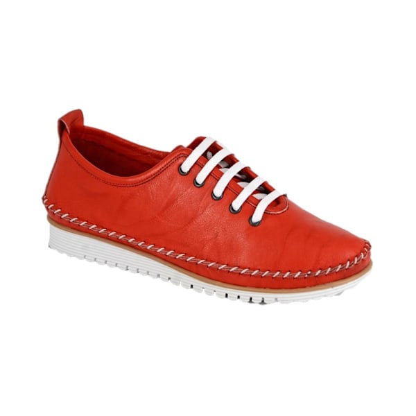 Mod Comfys Dam/Dam Flexi Softie Läder Sneakers 5 UK Röd Red 5 UK