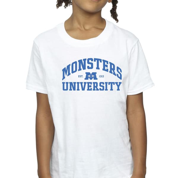 Disney Flickor Monsters University Logotyp Bomulls T-shirt 3-4 År White 3-4 Years