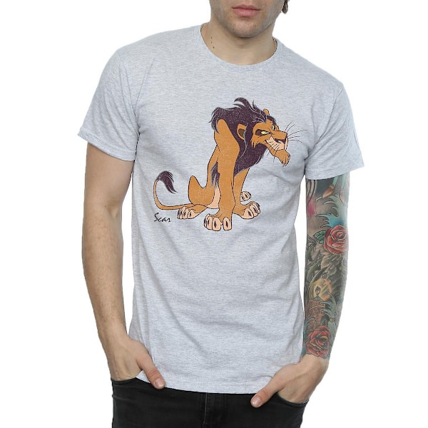 The Lion King Classic Scar Heather T-shirt för män, M, Heather Grey Heather Grey M