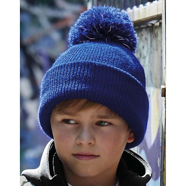 Beechfield Barn/Barn Reflective Bobble Beanie En Storlek Ljus Blå Bright Royal One Size