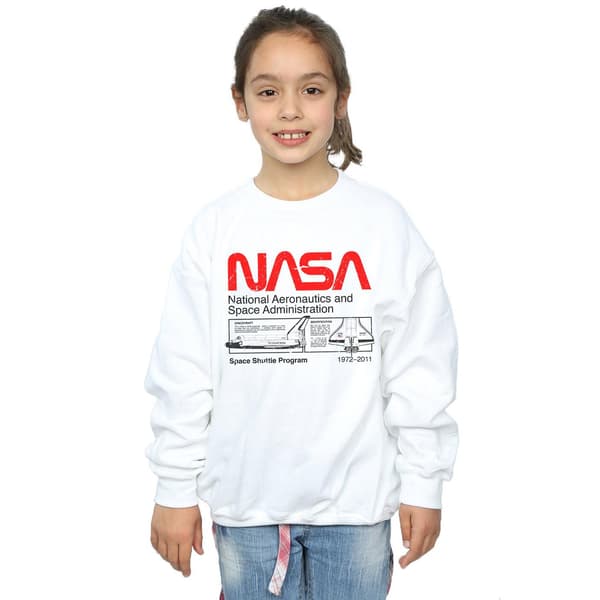 NASA Flickor Klassisk Rymdfärja Tröja 7-8 År Vit White 7-8 Years