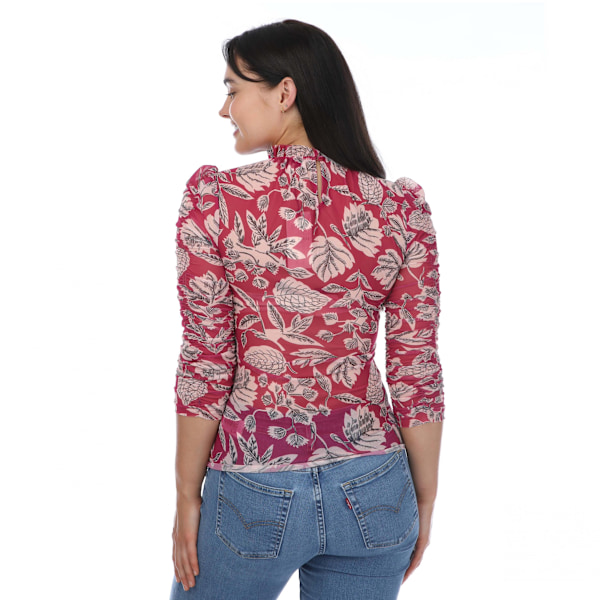 Ted Baker Dam/Dam Izabelo Lövmönstrad Mesh Volangtopp 10 UK Rosa Pink 10 UK
