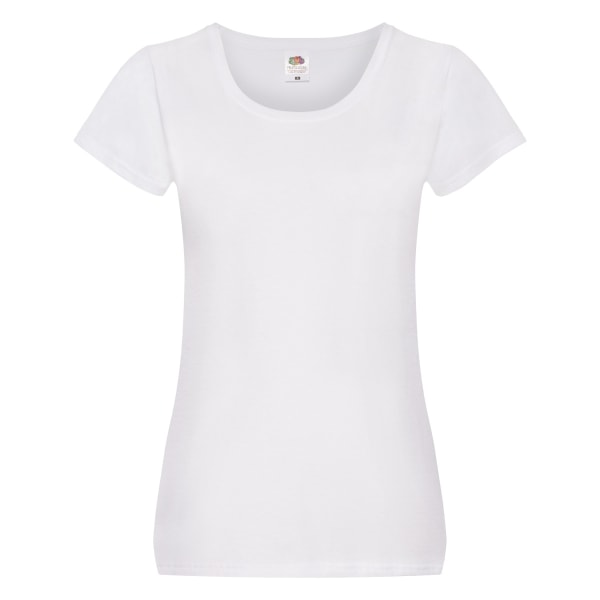 Fruit of the Loom Dam/Dam Original Plain Lady Fit T-shirt White 14 UK