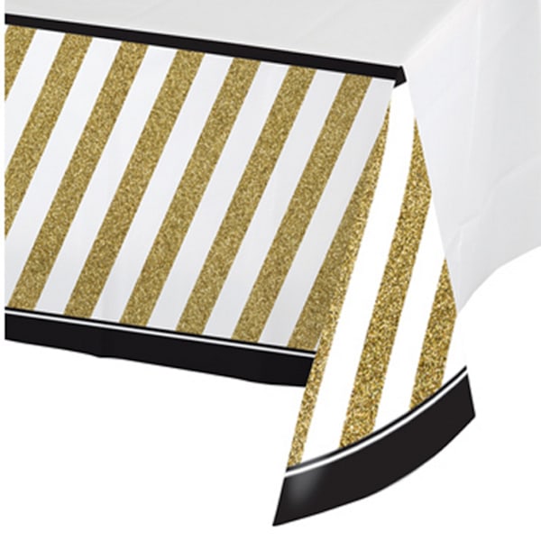 Creative Converting Svart och Guld Kant Tryck Plast Bordsduk Black/Gold One Size