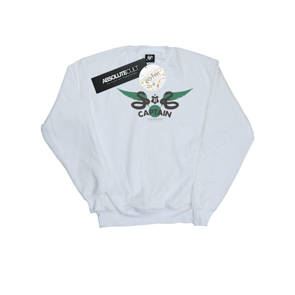 Harry Potter Tjejer Slytherin Kapten Sweatshirt 7-8 År Vit White 7-8 Years