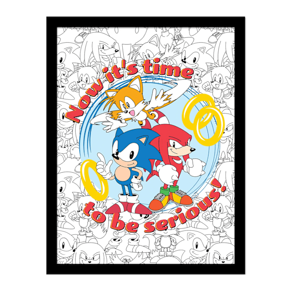 Sonic The Hedgehog It´s Time To Be Serious Inramad Poster 40cm x Multicoloured 40cm x 30cm