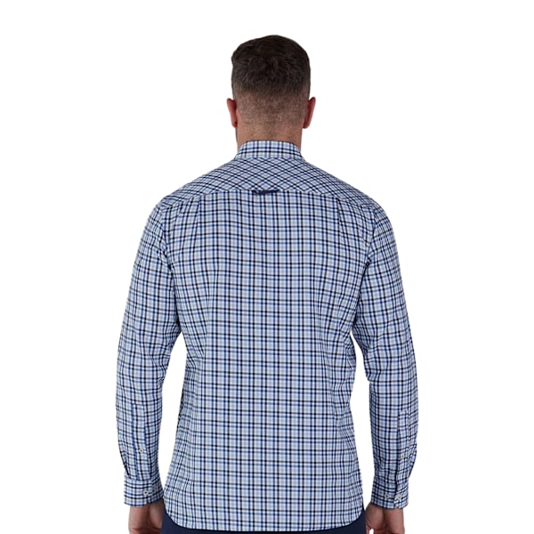 Raging Bull Herr Gingham Borstad Bomull Långärmad Skjorta L Himmelblå Sky Blue L