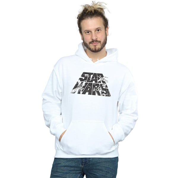 Star Wars Herr Logo Space Sketch Hoodie 4XL Vit White 4XL