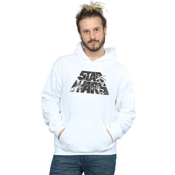 Star Wars Herr Logotyp Space Sketch Hoodie S Vit White S