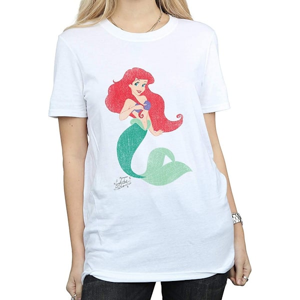 The Little Mermaid Damtröja för kvinnor/damer Ariel i bomull White M
