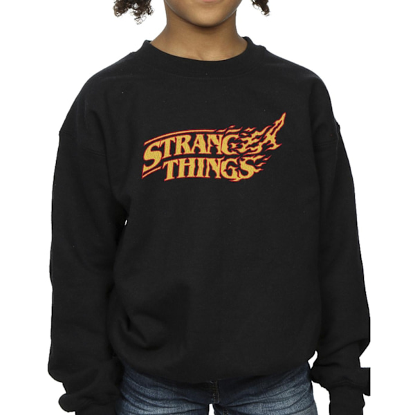 Netflix Girls Stranger Things Logo Breaking Sweatshirt 12-13 år Black 12-13 Years