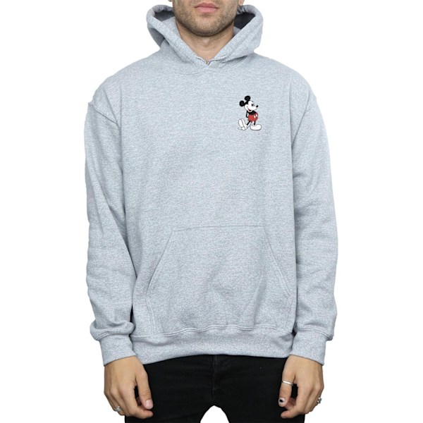 Disney Mens Mickey Mouse Kickin Retro Chest Hoodie XL Sports Grå Sports Grey XL
