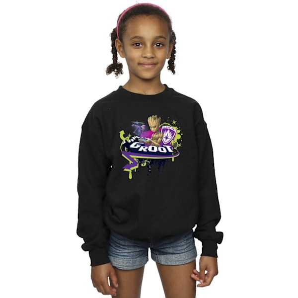 Marvel Girls Guardians Of The Galaxy Groot Gaming Holo Sweatshirt Black 3-4 Years