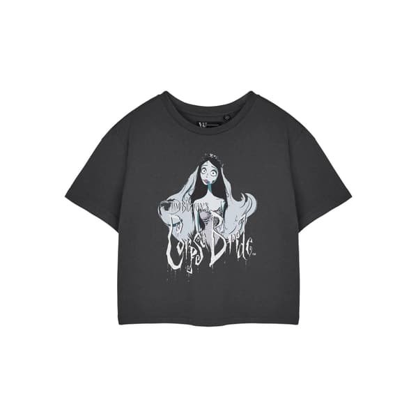 Corpse Bride Kortärmad Croppad T-shirt för damer S Grå Grey S