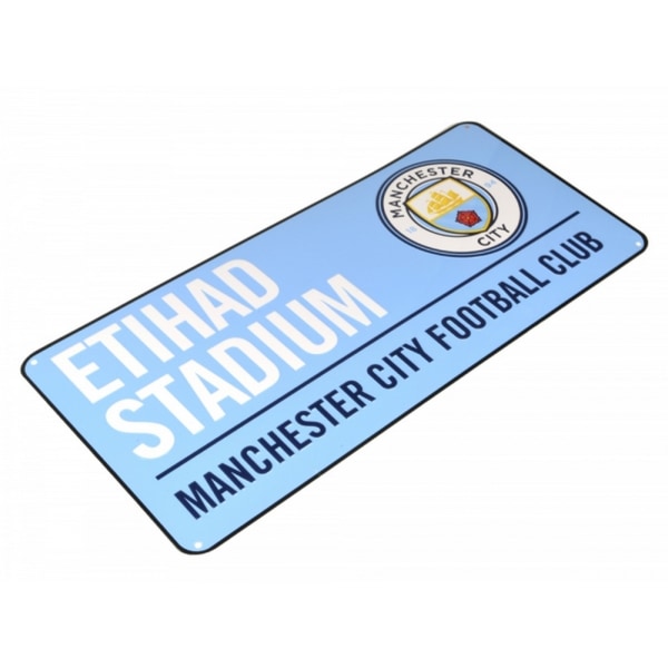 Manchester City FC officiella fotboll färgad metall gata skylt Light Blue/White One Size