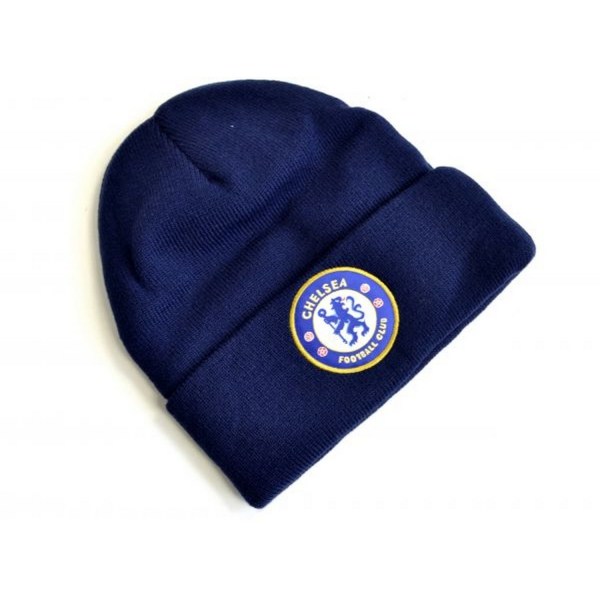 Chelsea FC Stickad Crest Turn Up Hat One Size Marinblå Navy Blue One Size