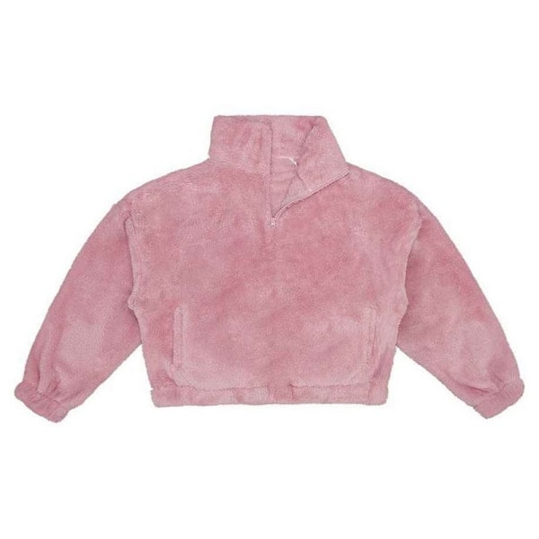 Brand Lab Dam/Dam Fluffig Fleece Tröja med Kvartsdragkedja S Blush P Blush Pink S