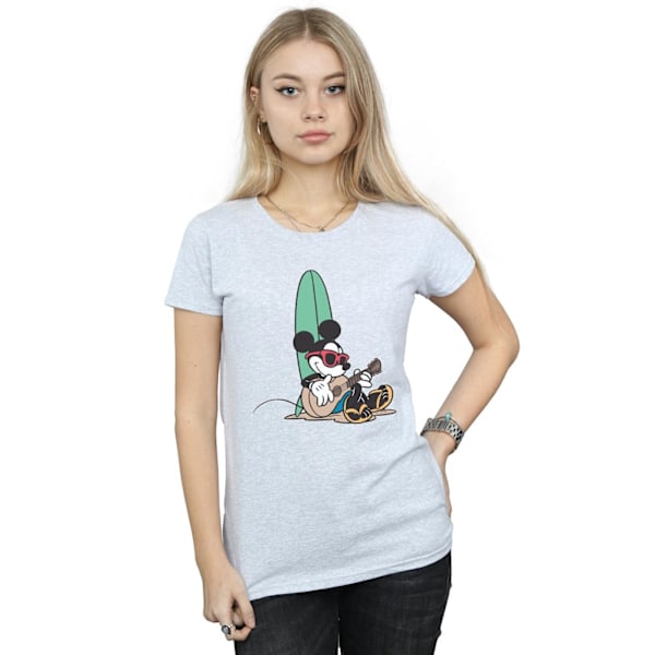 Disney Dam/Kvinnor Mickey Mouse Surf And Chill Bomull T-shirt Sports Grey L