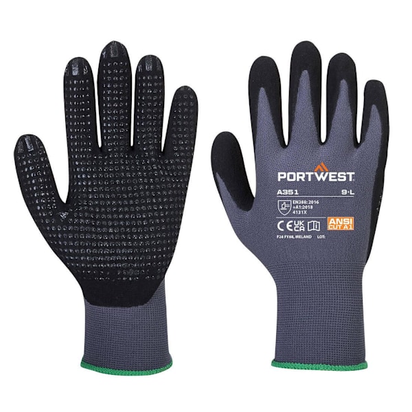 Portwest Unisex Adult A351 DermiFlex Plus Grip Gloves XL Grå/Svart Grey/Black XL