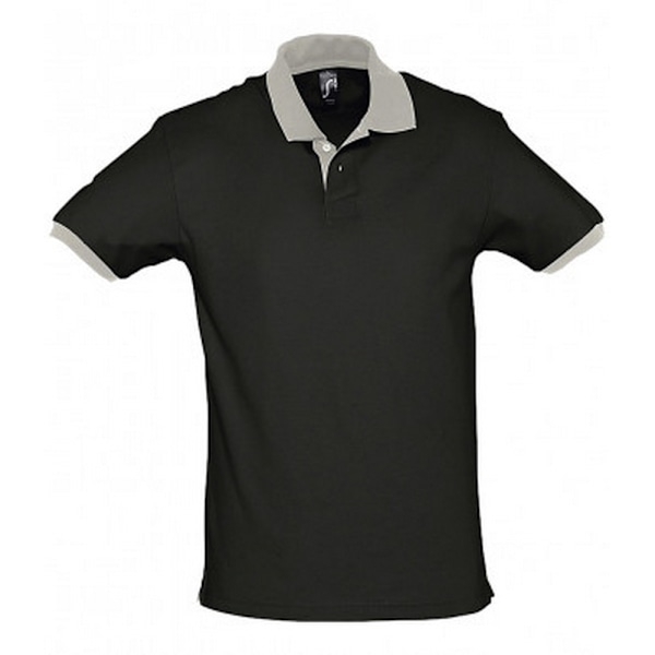 SOLS Prince Unisex Kontrast Pique Kortärmad Bomull Polotröja Black/Light Grey M