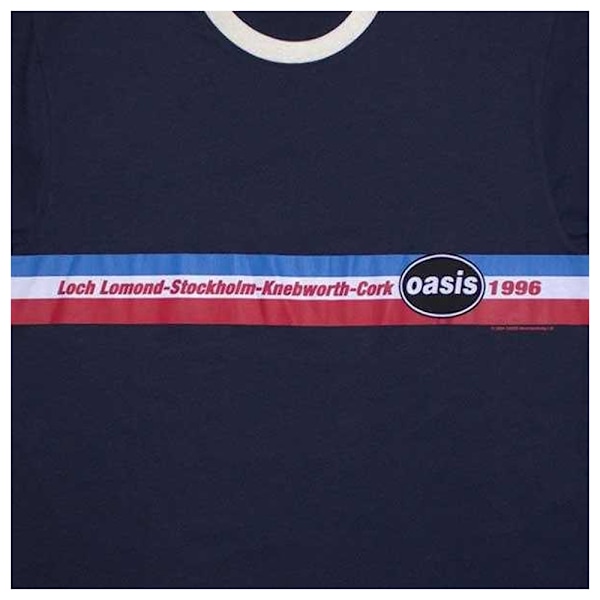 Oasis Unisex Vuxen 1996 Tour Horisontell Randad Ringer T-Shirt S Navy Blue S